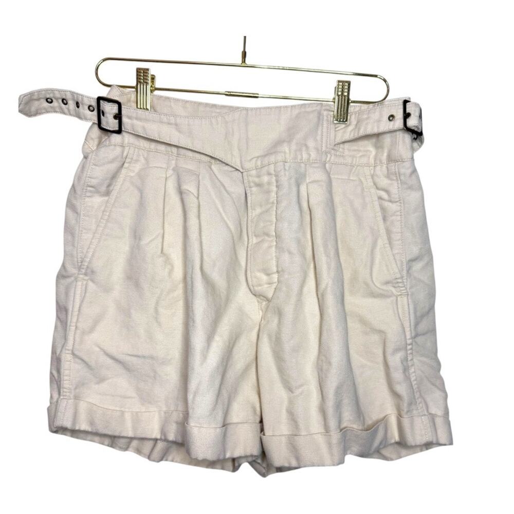 Banana Republic‎ Explorer Shorts Cream Linen Blend Side Buckle Women 10